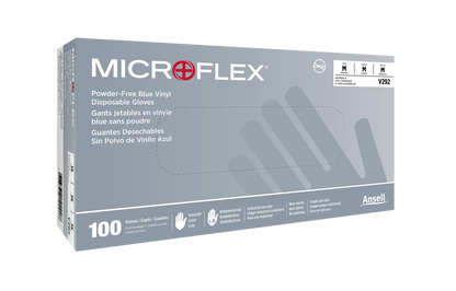 ANSELL V293 MICROFLEX Powder-Free Blue Vinyl Disposable Gloves (Box of 100)